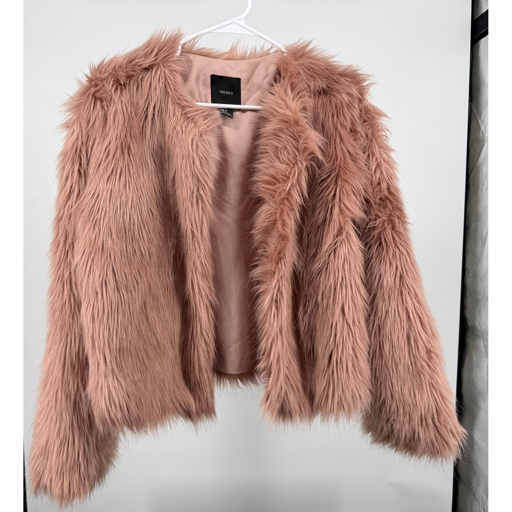 Forever 21 Dusty Rose Shaggy Faux Fur Jacket
